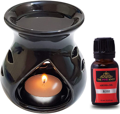 THE PINK KNOT Aroma Gift Set OilBurner Black (Free 2 Tea Light Candles & 15 ml Rose Aroma Oil) Diffuser Set, Spray, Aroma Oil, Diffuser Aroma Gift Set Oil Burner Aroma Diffuser Black (Free 2 Tea Light Candles & 15 ml Rose Aroma Oil) Diffuser Set, Diffuser, Aroma Oil, Spray (4 x 1 Units)(4 x 3.75 ml) THE PINK KNOT Aroma Gift Set OilBurner Black (Free 2 Tea Light Candles & 15 ml Rose Aroma Oil) Diffuser Set, Spray, Aroma Oil, Diffuser Aroma Gift Set Oil Burner Aroma Diffuser Black (Free 2 Tea Light Candles & 15 ml Rose Aroma Oil) Diffuser Set, Diffuser, Aroma Oil, Spray (4 x 1 Units)(4 x 3.75 ml)