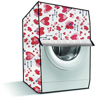 Delideal Front Loading Washing Machine  Cover(Width: 63 cm, Pink, White)