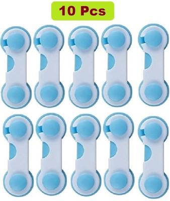 Bichwaliya Baby Safety Self Adhesive Cabinet Locks for Door, Drawers & Appliances (10 Pcs)(Blue, White)