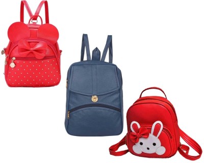 QUASHIMI COLLECTION BP-1-red-2in1+nvy-blu-psh-lck+red-micky-pittu-cmbo 6 L Backpack(Red, Blue, Red)