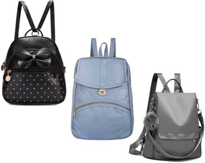 QUASHIMI COLLECTION BP-4-blk-2in1+sky-blu-psh-lck+gry-lattu-pittu-cmbo 6 L Backpack(Black, Blue, Grey)