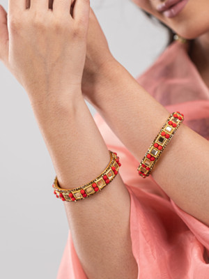 Mamon Creations Alloy Bangle Set(Pack of 2)