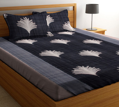 Amrange 160 TC Microfiber Double Printed Flat Bedsheet(Pack of 1, Grey)
