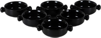 RRCH Ceramic Soup Bowl 6 Pcs Black Soup Bowl set 390 Ml Height 6cm(Pack of 6, Black)