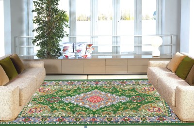 STATUS Green Polyester Carpet(4 ft,  X 6 ft, Square)