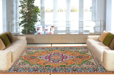STATUS Brown Polyester Carpet(4 ft,  X 6 ft, Square)
