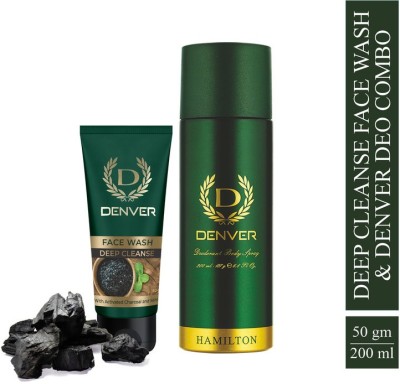 DENVER Deep Cleanse Face Wash & Hamilton Deo Long Lasting Deodorant Spray – For Men  (250 ml, Pack of 2)