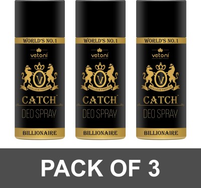 VETONI CATCH DEO Body Spray  -  For Men & Women(495 ml, Pack of 3)