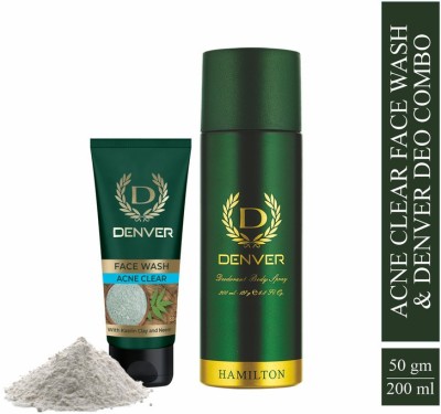 DENVER Acne Clear Face Wash & Hamilton Deo Long Lasting Deodorant Spray  -  For Men(250 ml, Pack of 2)