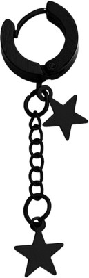 Shiv Jagdanba Valentine Gift Double Star Chain Charm Drop Black Dangle Earrings Metal Hoop Earring