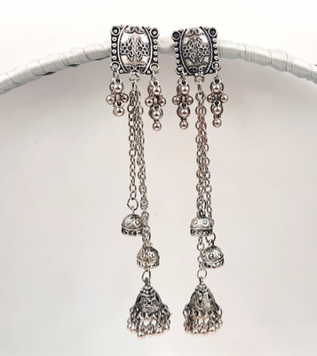 JUST IN JEWELLERY Just In Jewellery Oxidized Silver Earrings Set For Girls/Women Alloy Earring Set
