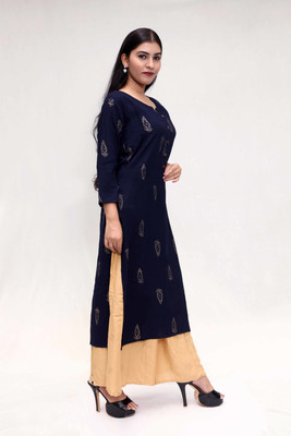 KANGOD'S Women Paisley A-line Kurta(Dark Blue)