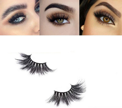 AMOSFIA 3D False Eyelashes Hand-made Natural Long Cross False Lashes(Pack of 1)