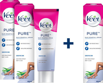 40% OFF on Veet Pure Hair Removal Cream for Women With No Ammonia Smell, Sensitive Skin Cream(300 g, Set of 3) 40% OFF on Veet Pure Hair Removal Cream for Women With No Ammonia Smell, Sensitive Skin Cream(300 g, Set of 3)