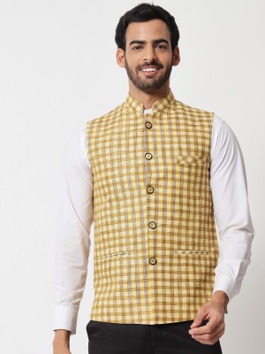 Vastraa Fusion Sleeveless Checkered Men Jacket