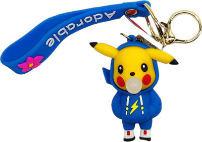 Skycart Pokemon Pikachu 3D Silicon Keychains + Bagcharm + Strap Key Chain