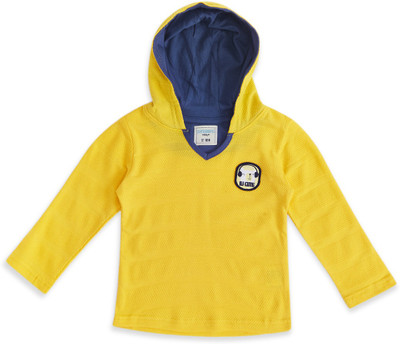 Pantaloons Baby Baby Boys Solid Pure Cotton Regular T Shirt(Yellow, Pack of 1)