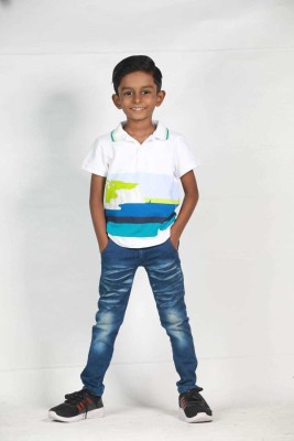 Littlecloset Boys Self Design Cotton Blend T Shirt(Multicolor, Pack of 1)