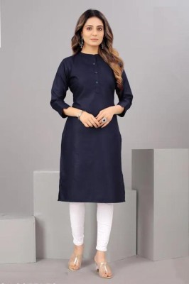 ANAITA Women Solid Straight Kurta(Dark Blue)