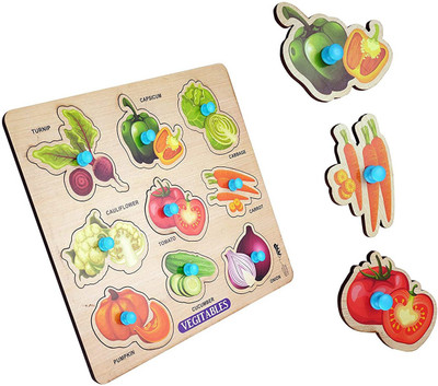 Enorme Mini Wooden Vegetables Puzzle with Knobs, Educational and Learning Game For Kids(1 Pieces)