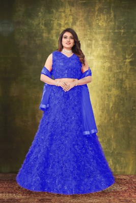 DD's creation Embellished Semi Stitched Lehenga Choli(Blue)