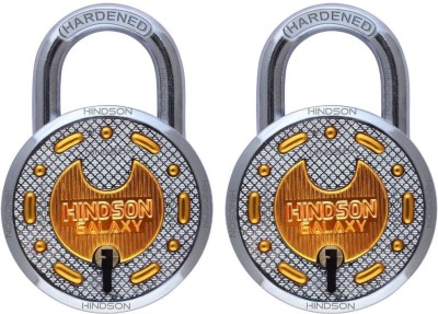 HINDSON Galaxy Brass Round 65mm Lock and key, 8 Lever (pack 2) Padlock Padlock(Gold)