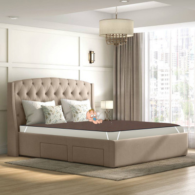 Nitasha Elastic Strap Single Size Waterproof Mattress Cover(Brown)