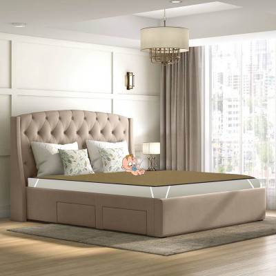 Nitasha Elastic Strap Queen Size Waterproof Mattress Cover(Gold)