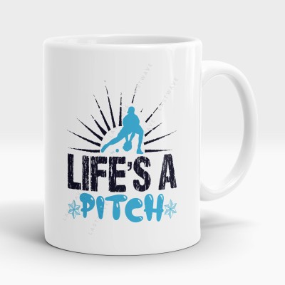 LASTWAVE Life's a pitch, Baseball Graphic Design 11Oz, Boyfriend, Girlfriend Ceramic Coffee Mug(325 ml)