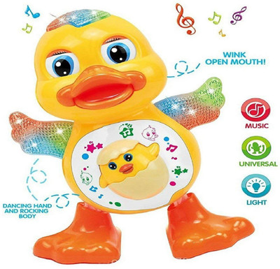 Skstore Dancing Duck with Music LED Lights Flashing and Music Real Action Duck Toy(Multicolor)
