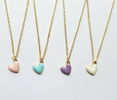 EnlightenMani Unique & Trending in fashion Sweet Little Hearts Necklaces - PACK OF 4 Gold-plated Plated Alloy Necklace