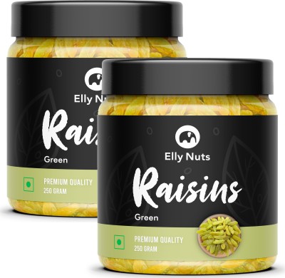Elly Nuts Green Afghani Raisins |Hari Kismish 500 G| Dried Green Kismish Raisins(2 x 250 g)
