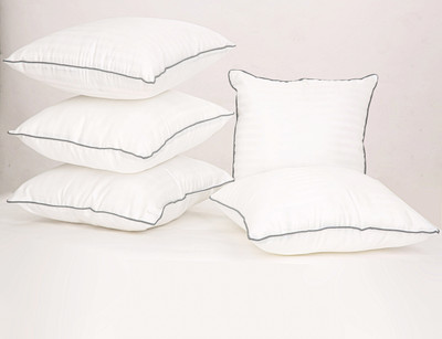 Papaya sofa cushion pillow set Polyester Fibre, Microfibre Stripes Cushion Pack of 5(White)