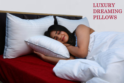 BETTER SLEEP furnishing Polyester Fibre, Microfibre Sleeping Pillow Pack of 2 Stripes Microfibre Pillows for Sleeping- Hotel Quality for Back, Stomach & Side Sleepers(White)