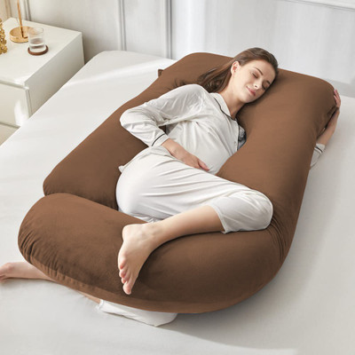 EVOL Microfibre Pregnancy Pillow Pack of 1 Solid Upgrade Model Pregnancy Pillow(Brown)