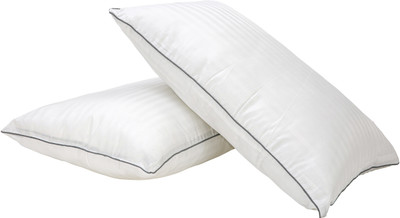 Sleep Time Pillows for Sleeping - Standard Size, Pillow for Back, Stomach or Side Sleepers Polyester Fibre Stripes Sleeping Pillow Pack of 2(White)