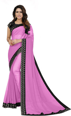 Om Sai Creation Solid/Plain Bollywood Georgette Saree(Pink)
