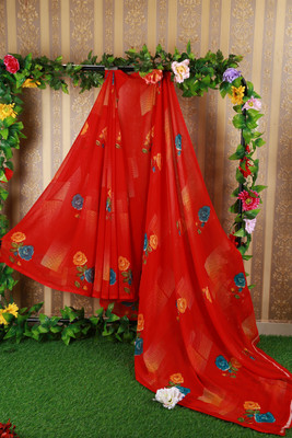Suntex Printed Bandhani Georgette Saree(Red)