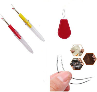 Crafts Haveli 3 Items Combo : 2 Seam Ripper, 2 Curved Needle & 1 Needle Threader Sewing Kit