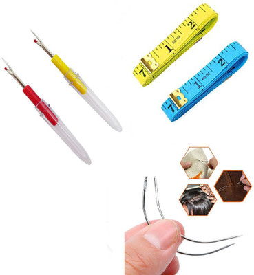 Crafts Haveli 3 Items Combo : 2 Seam Ripper, 2 Curved Needle & 2 Measuring Tape Sewing Kit