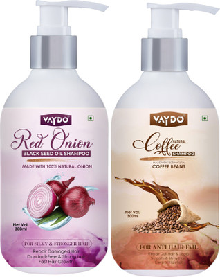 vaydo Onion + Coffee shampoo Anti-Dandruff Reduces Scalp Dryness|Hair Damage Control(600 ml)