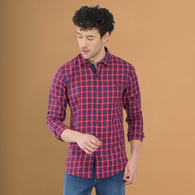 Outlaws Men Checkered Casual Red, Blue Shirt