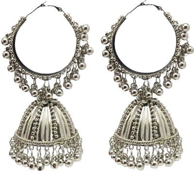 Byggy Oxidised Silver Jewellery Dome Shaped Jhumka Jhumki Earrings Set For Women German Silver Jhumki Earring