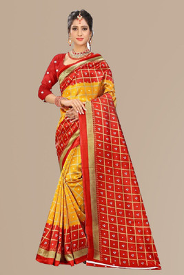 Kanooda Prints Printed Mysore Art Silk Saree(Multicolor)