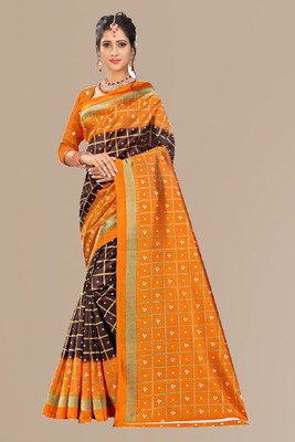 Kanooda Prints Printed Mysore Art Silk Saree(Multicolor)