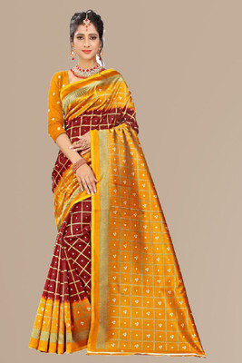 Kanooda Prints Printed Mysore Art Silk Saree(Multicolor)