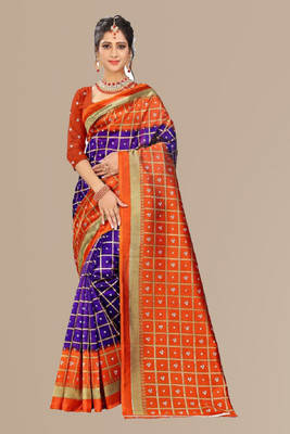 Kanooda Prints Printed Mysore Art Silk Saree(Multicolor)