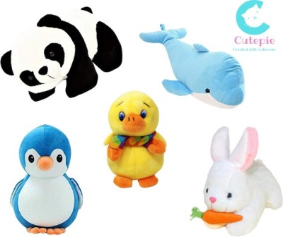 Cutepie Premium Quality Soft Fiber Washable Soft Toys For Kids (Combo Pack Of 5 Pcs)  - 30 cm(Multicolor)