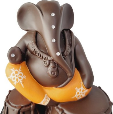 ShivBlessings -Ganesha playing with tabla- design 1 Decorative Showpiece  -  17 cm(Marble, Yellow, Brown)