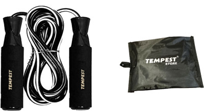 Tempest Jump Rope for Men & Women |Fitness Rope for Weight Loss (Black) Ball Bearing Skipping Rope(Length: 290 cm)